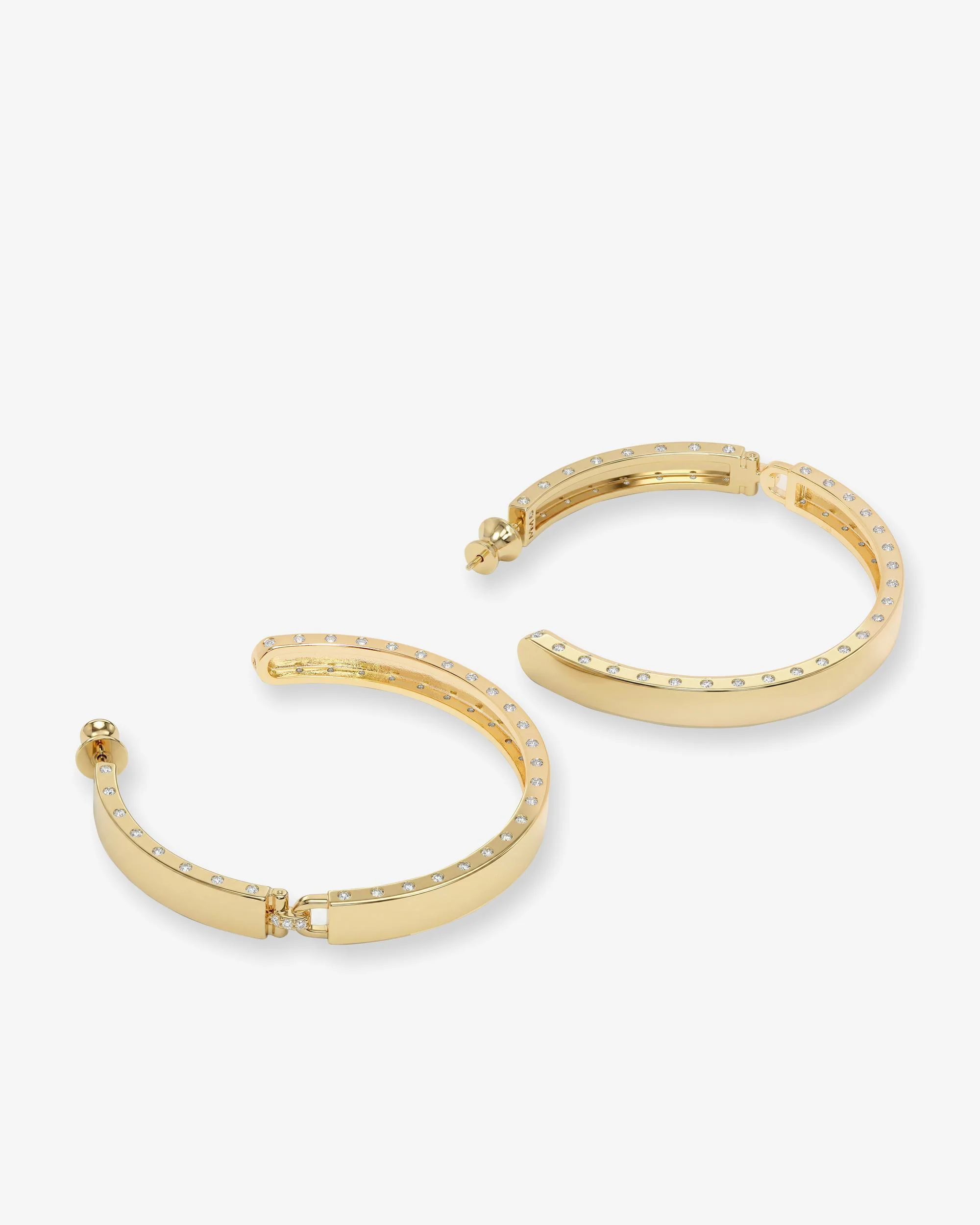 Ashley Lock Hoops 2" - Gold|White Diamondettes - Image 3