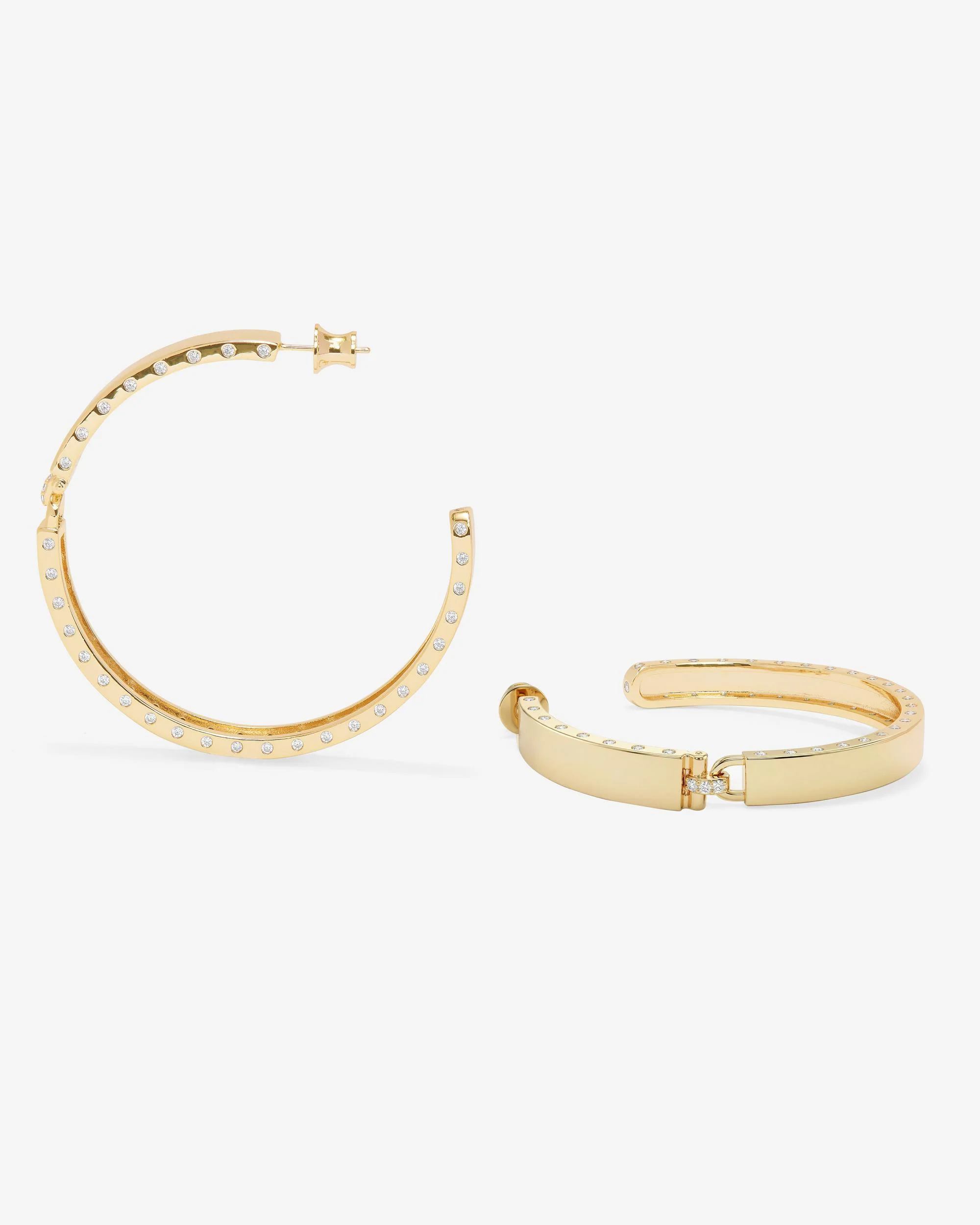 Ashley Lock Hoops 2" - Gold|White Diamondettes - Image 4