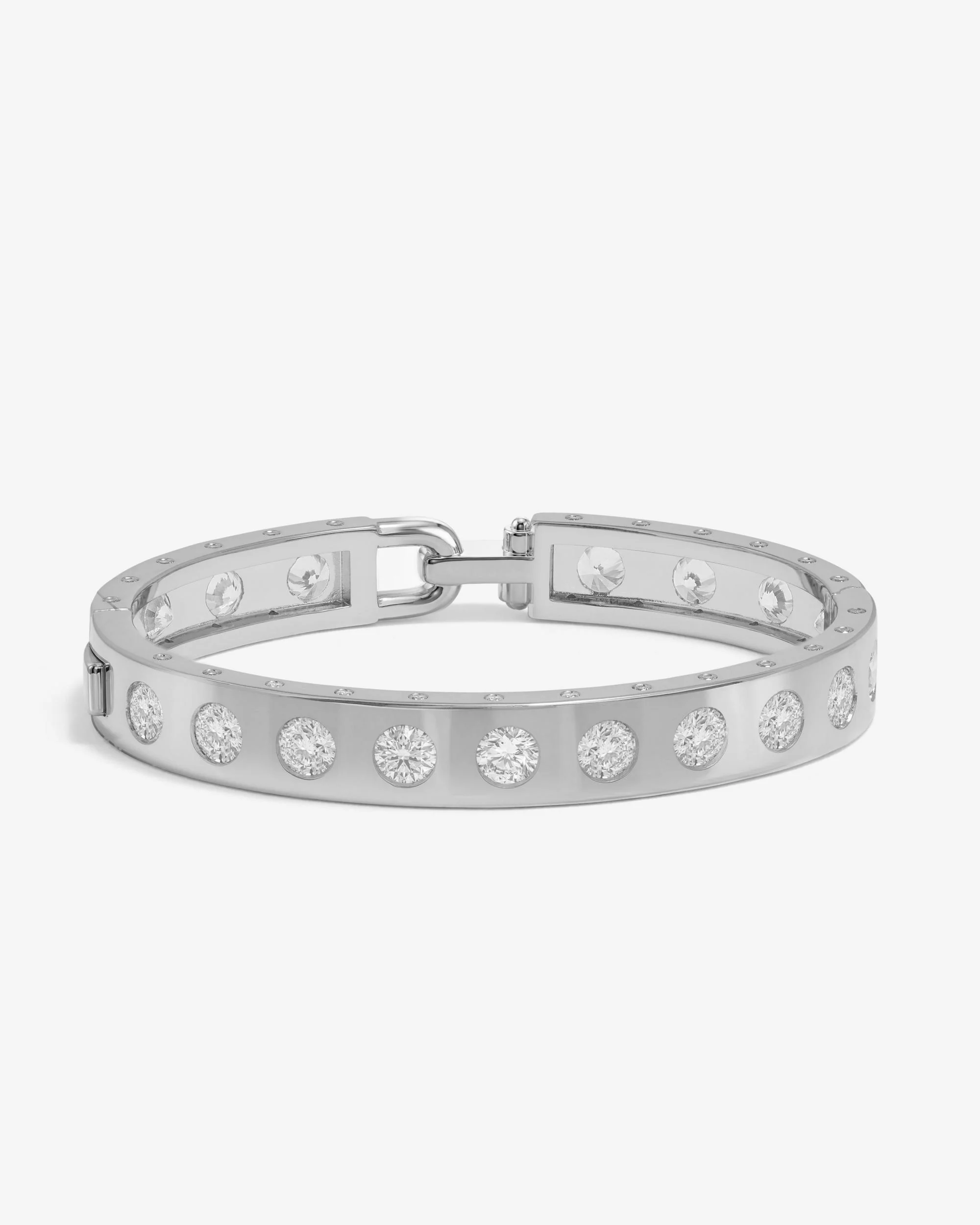 Ashley Rodeo Lock Cuff 9mm - Silver|White Diamondettes - Image 4
