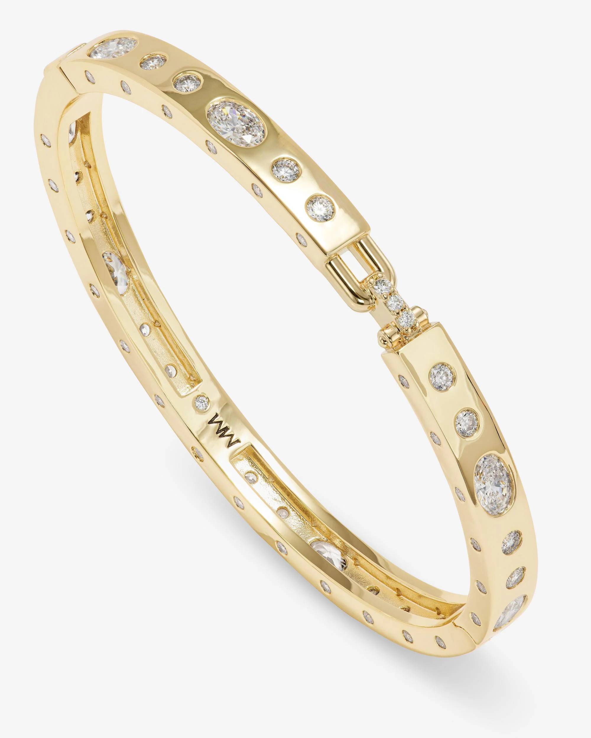 Ashley Sunset Lock Cuff 6mm - Gold|White Diamondettes - Image 3