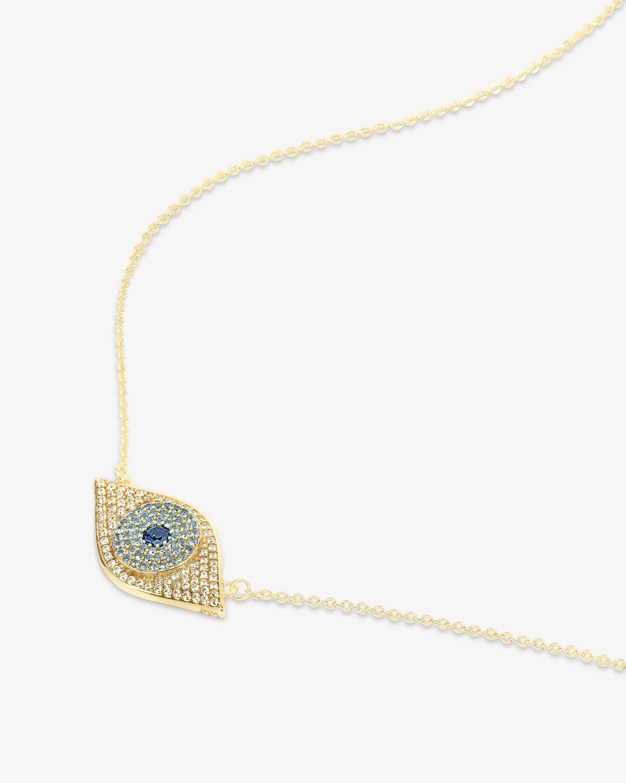 Blue Evil Eye Necklace - Gold|White Diamondettes - Image 3