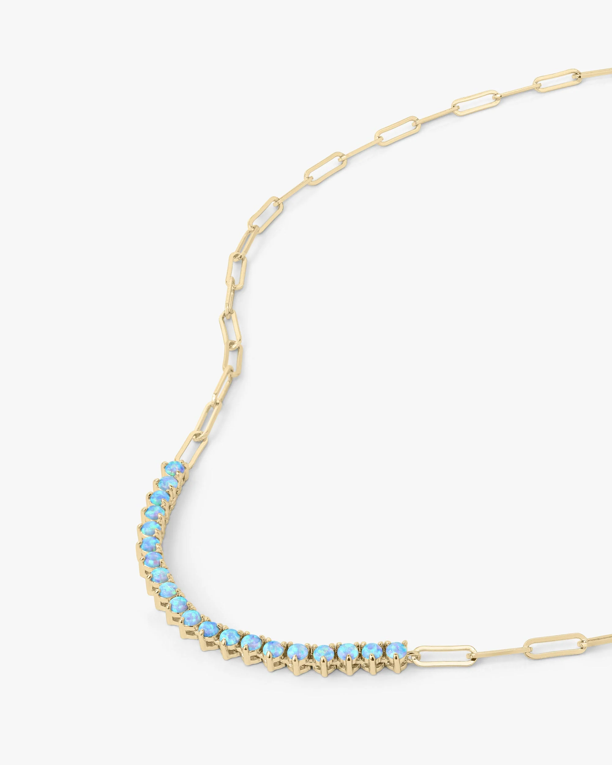 Not Your Basic Samantha Tennis Necklace - Gold|Blue Opal - Image 3