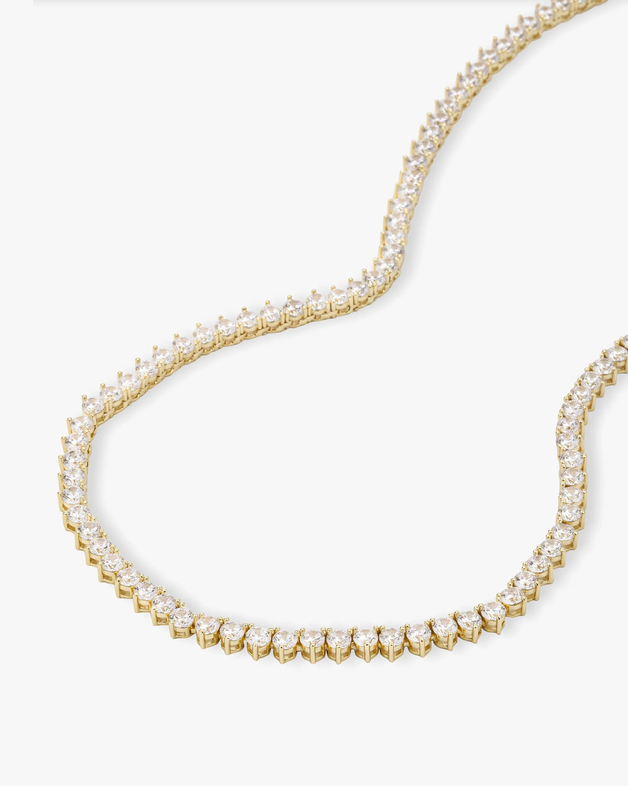 Not Your Basic Tennis Necklace 4mm - Gold|White Diamondettes - Image 4