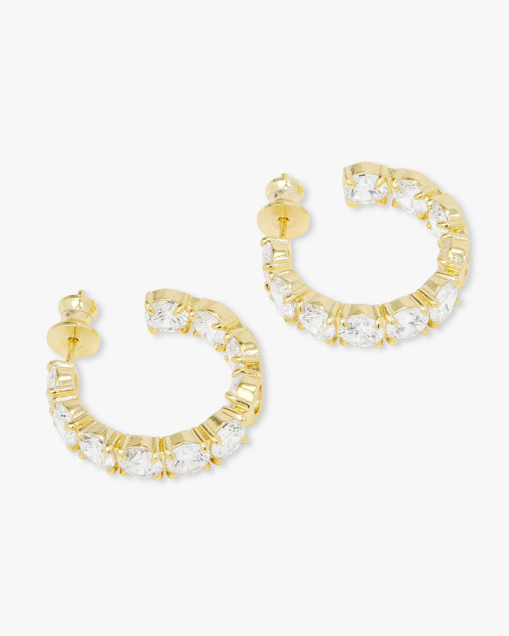 "Oh She Fancy" Hoops 1" - Gold|White Diamondettes - Image 3