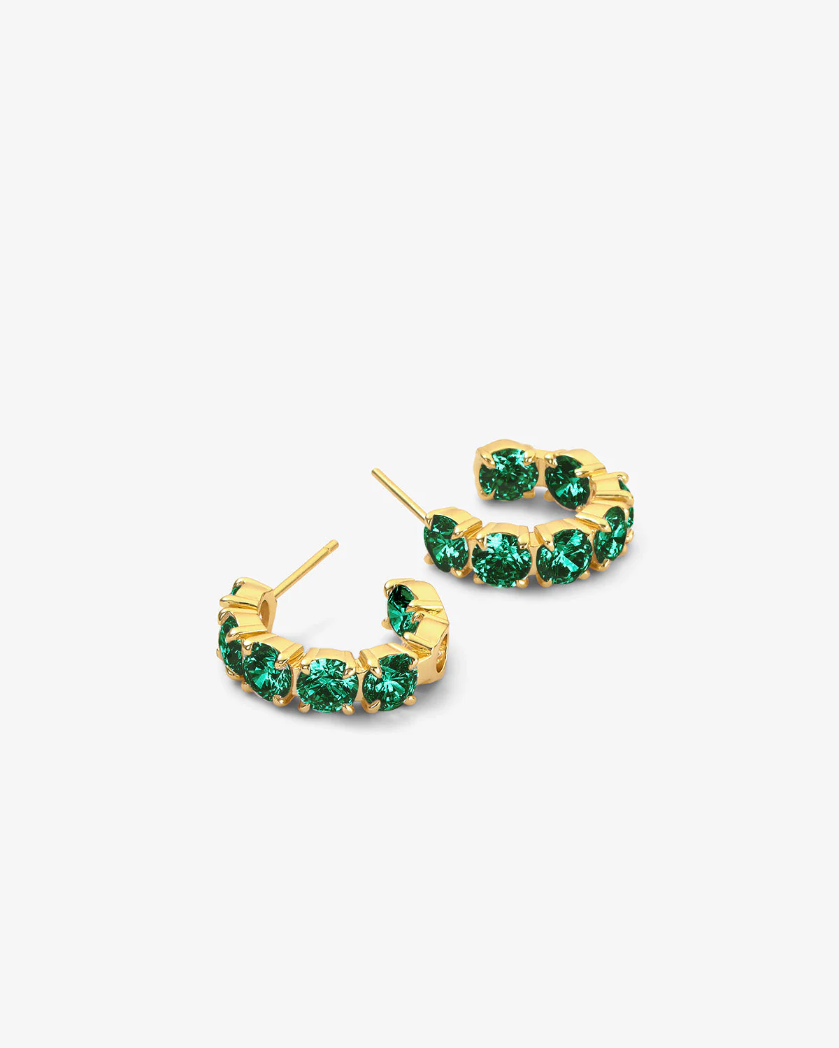 "Oh She Fancy" Hoops .75" - Gold|Emerald Diamondettes - Image 3