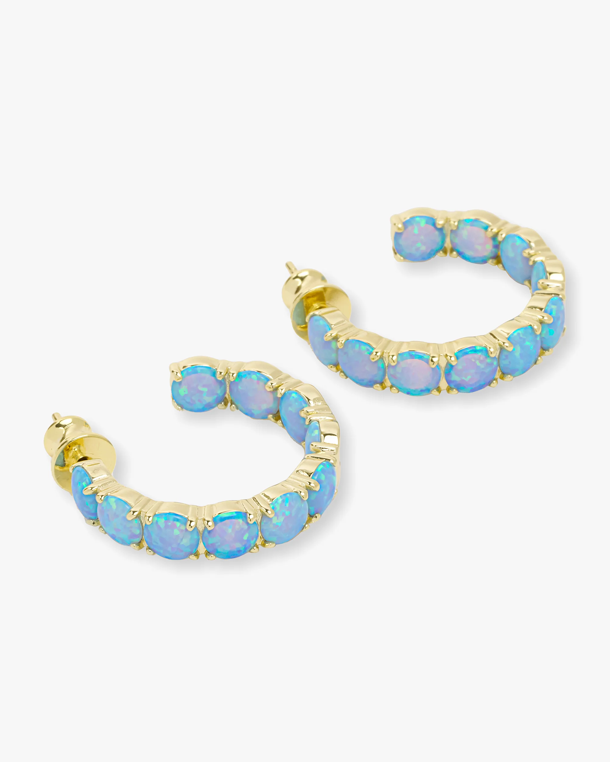 "Oh She Fancy" Hoops 1" - Gold|Blue Opal - Image 3
